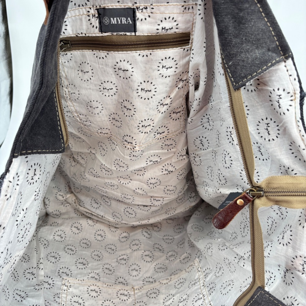 Myra Cartwright Hand-Tooled Bag Weekender Large Black White Cowhide Western Tote - Picture 11 of 12